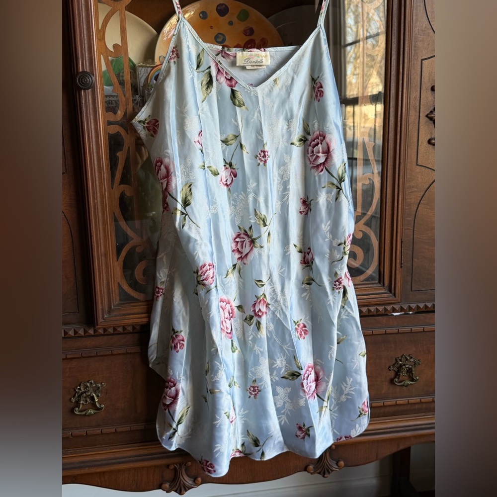 Y2k dentelle baby blue floral slip